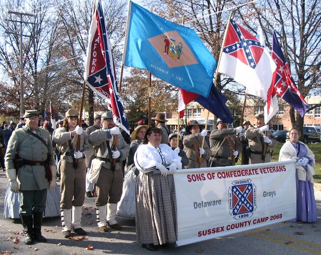 Delaware Grays Color Guard lined up for the Gettysburg Remembrance Day Parade