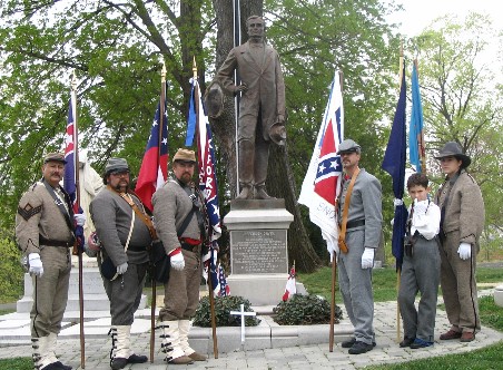 'Delaware Grays' SCV Camp 2068 color guard presenting Southern colors during memorial to Jeff Davis; April 8th, 2006