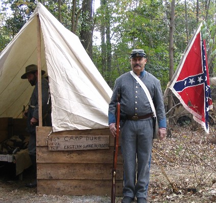 Commander John Zoch poses for picture in the Civil War camp, at the final Pepperbox Fall Harvest